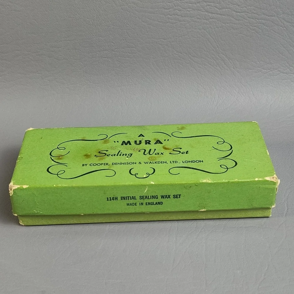 Vtg Mura Sealing Wax Set‎ Rose & Letter 'E' Monogram Stamp Brass Seal England
